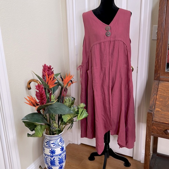 Cheyenne Dresses & Skirts - SOLD Cheyenne Seattle 100% Linen Open Front Dress or Top Lagenlook Oversized S/M